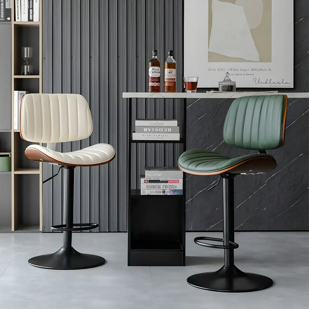 Modern Faux Leather Adjustable Swivel Bar Stools
