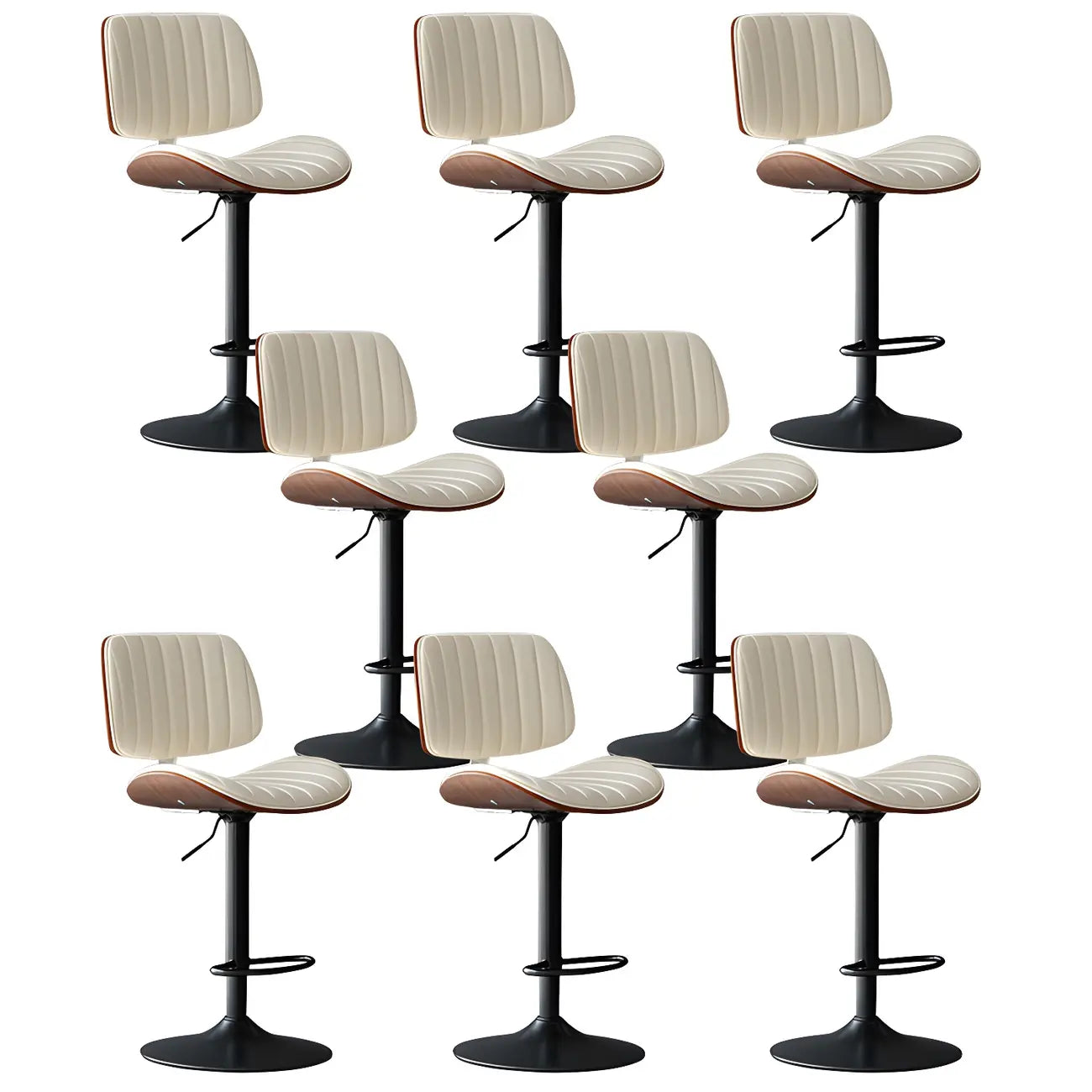 Modern Faux Leather Adjustable Swivel Bar Stools