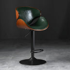 Modern Adjustable Leather Swivel Bar Stools with Backs