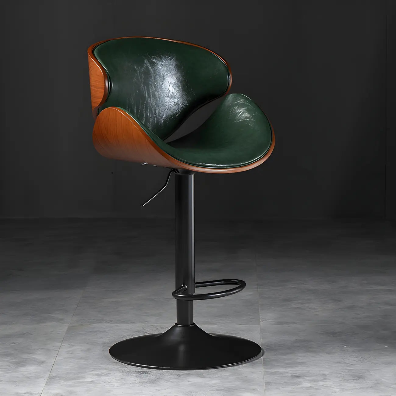 Modern Adjustable Leather Swivel Bar Stools with Backs