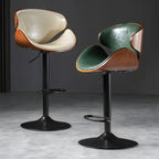 Modern Adjustable Leather Swivel Bar Stools with Backs