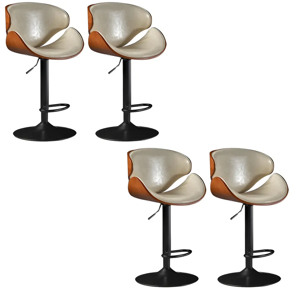 Modern Adjustable Leather Swivel Bar Stools with Backs