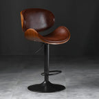 Modern Adjustable Leather Swivel Bar Stools with Backs
