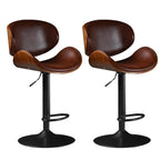 Modern Adjustable Leather Swivel Bar Stools with Backs