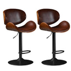 Modern Adjustable Leather Swivel Bar Stools with Backs