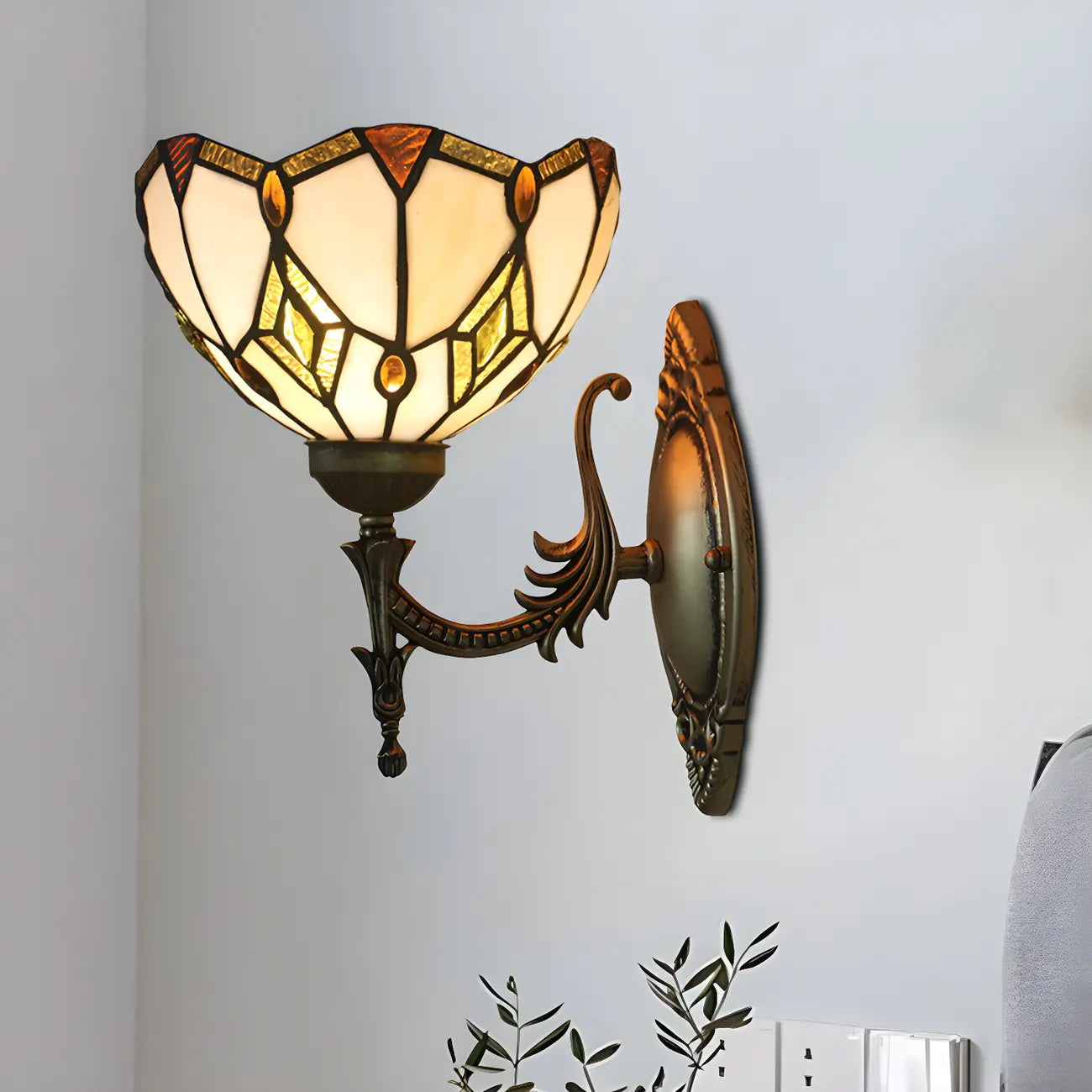 11.5” Vintage Bronze Glass Wall Sconce for Hallway Lighting