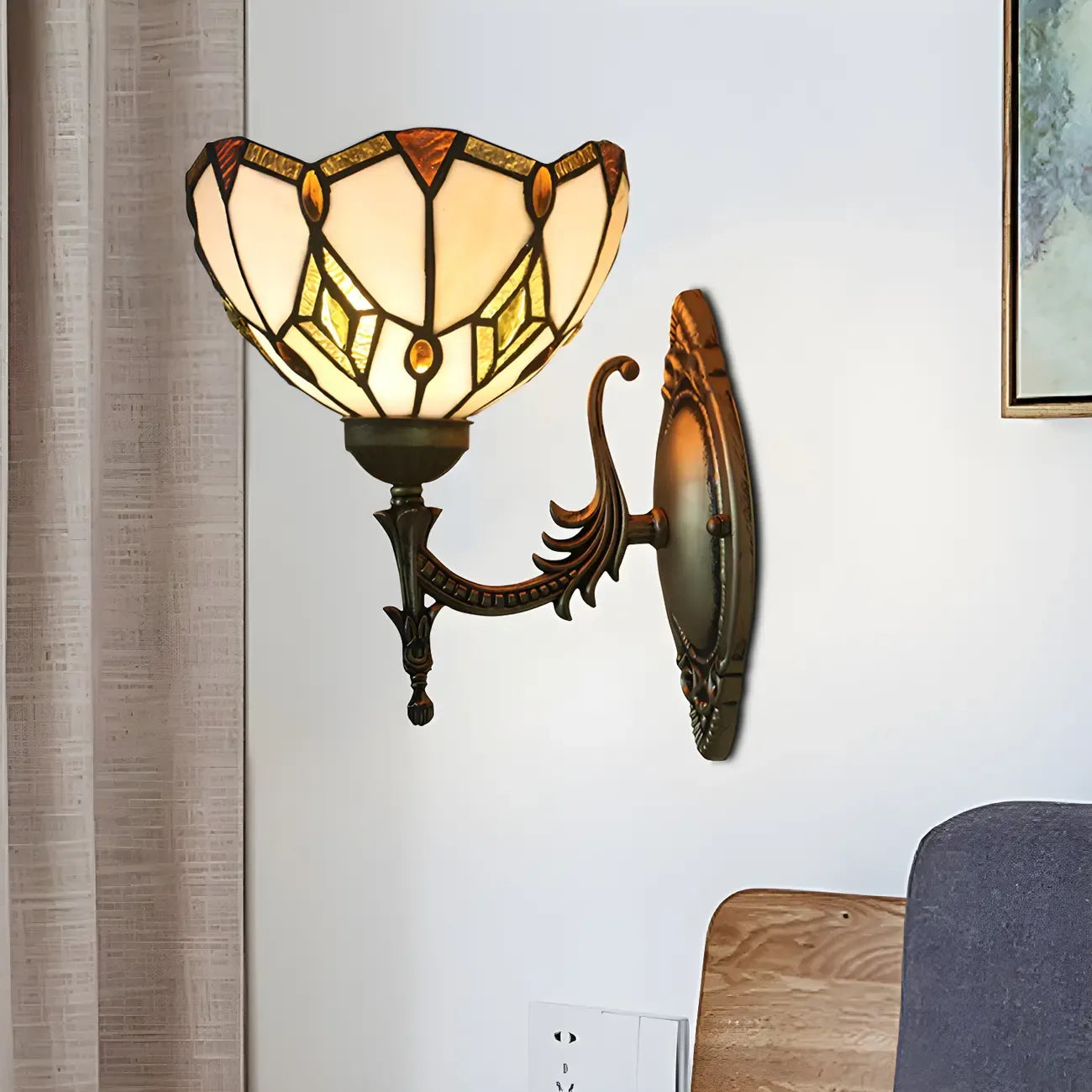 11.5” Vintage Bronze Glass Wall Sconce for Hallway Lighting