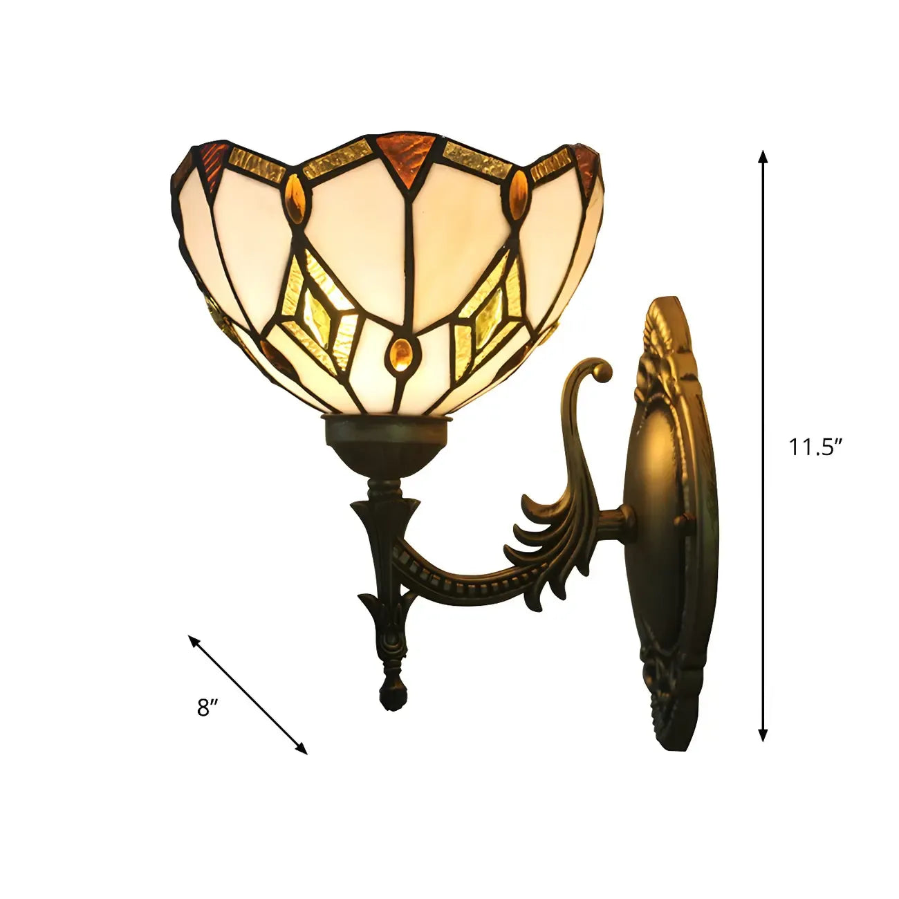 11.5” Vintage Bronze Glass Wall Sconce for Hallway Lighting