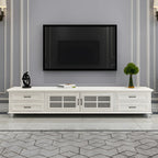 63 Adjustable White Wood TV Stand with Cable Management