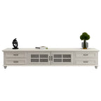63 Adjustable White Wood TV Stand with Cable Management
