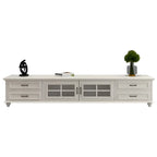 63 Adjustable White Wood TV Stand with Cable Management