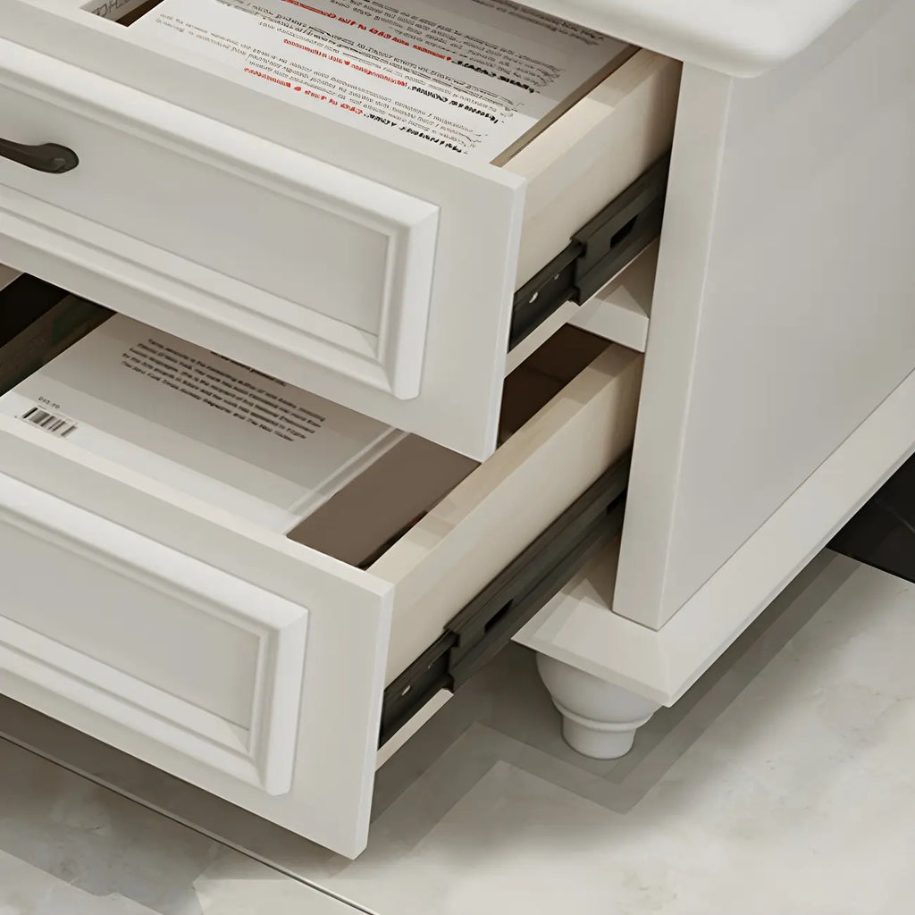 63 Adjustable White Wood TV Stand with Cable Management