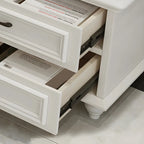 63 Adjustable White Wood TV Stand with Cable Management