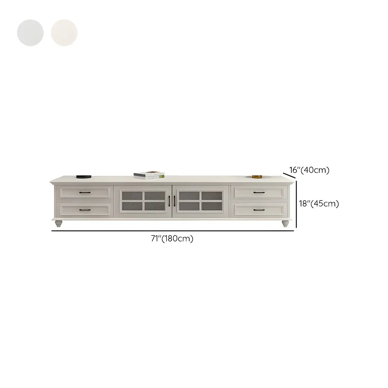 63 Adjustable White Wood TV Stand with Cable Management