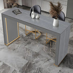 Modern White Stone Top Wood Dual-Pedestal Bar Tables