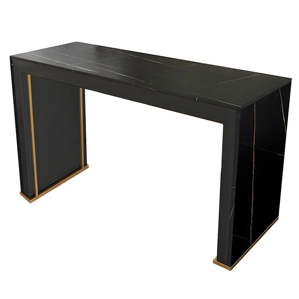 Modern White Stone Top Wood Dual-Pedestal Bar Tables