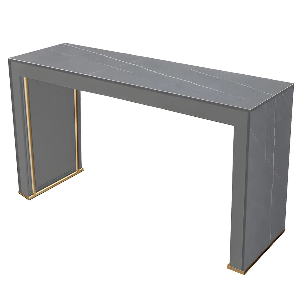 Modern White Stone Top Wood Dual-Pedestal Bar Tables