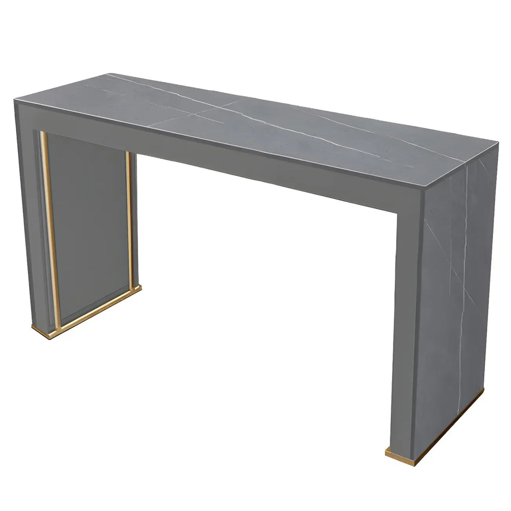 Modern White Stone Top Wood Dual-Pedestal Bar Tables