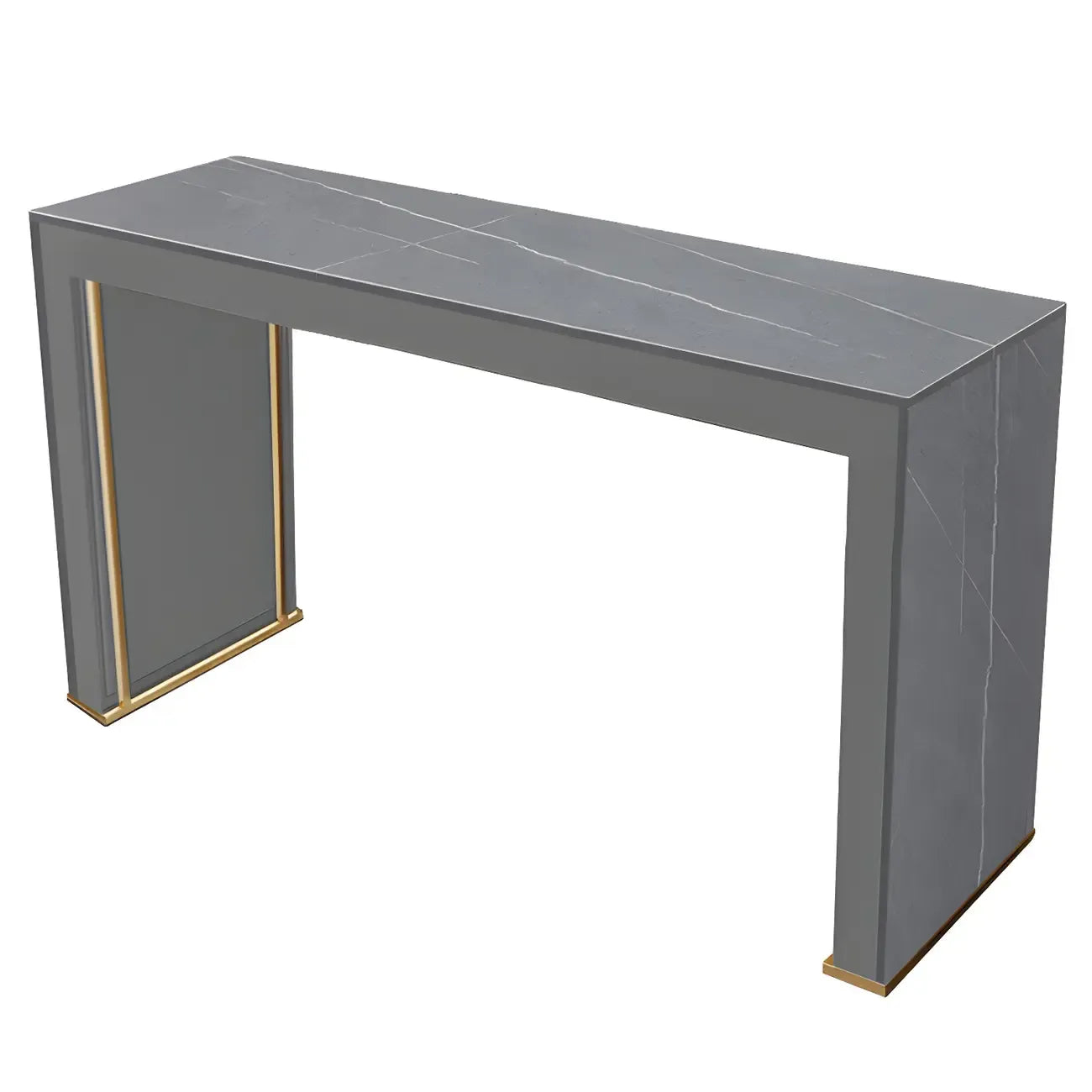 Modern White Stone Top Wood Dual-Pedestal Bar Tables