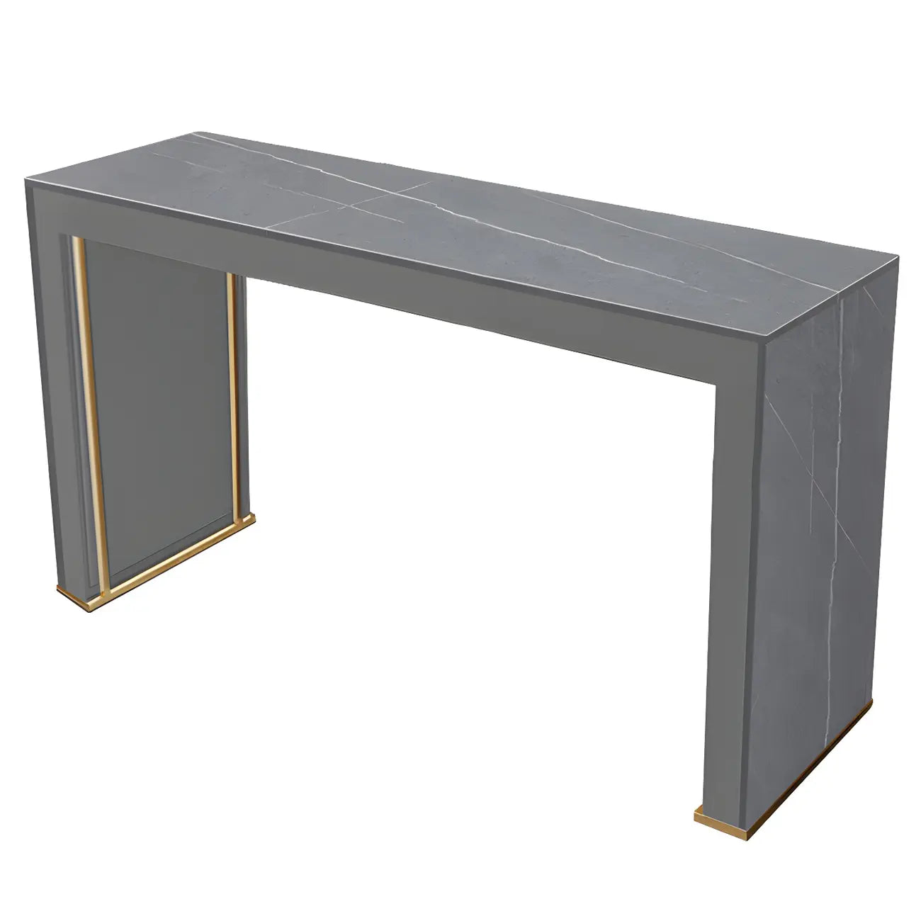 Modern White Stone Top Wood Dual-Pedestal Bar Tables