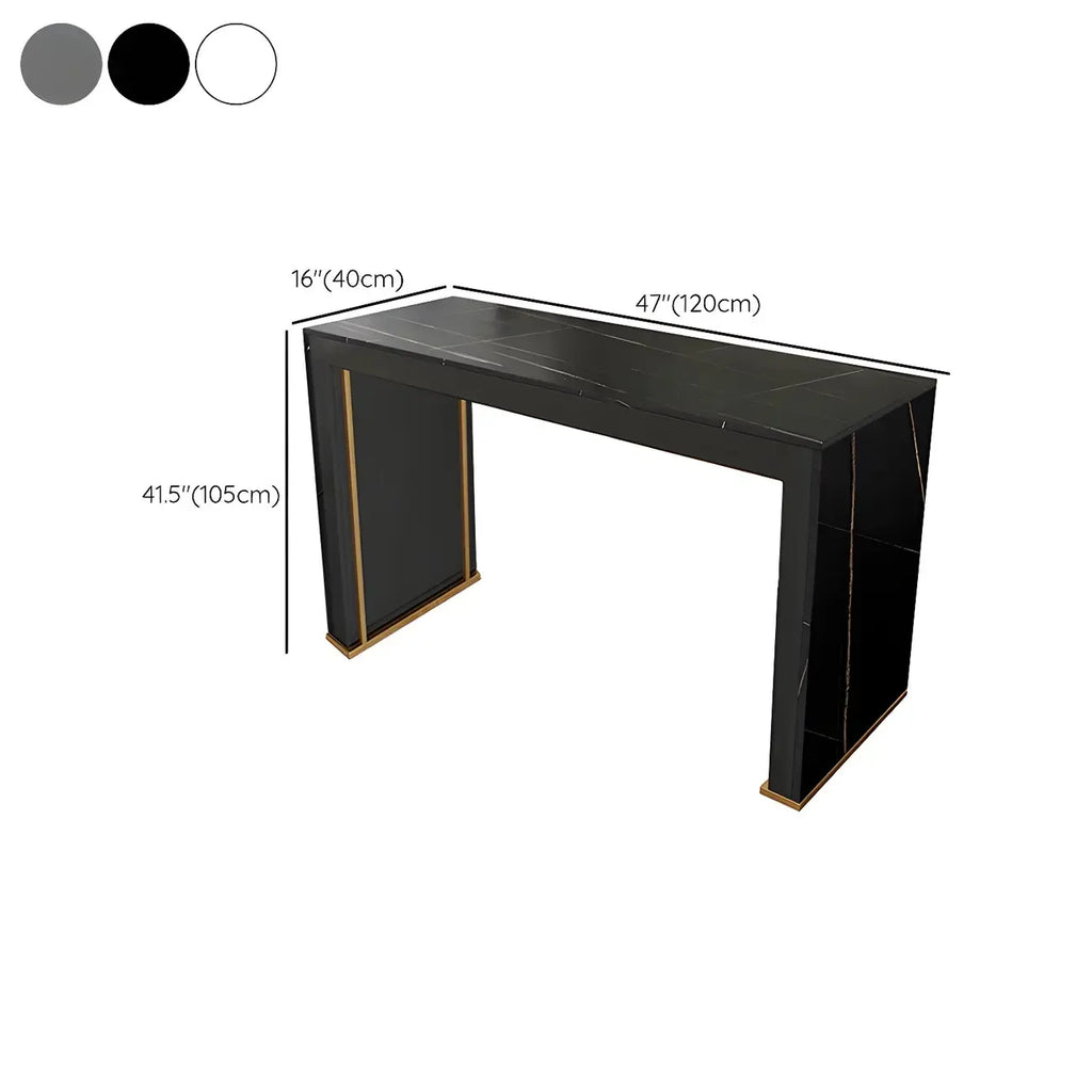 Modern White Stone Top Wood Dual-Pedestal Bar Tables