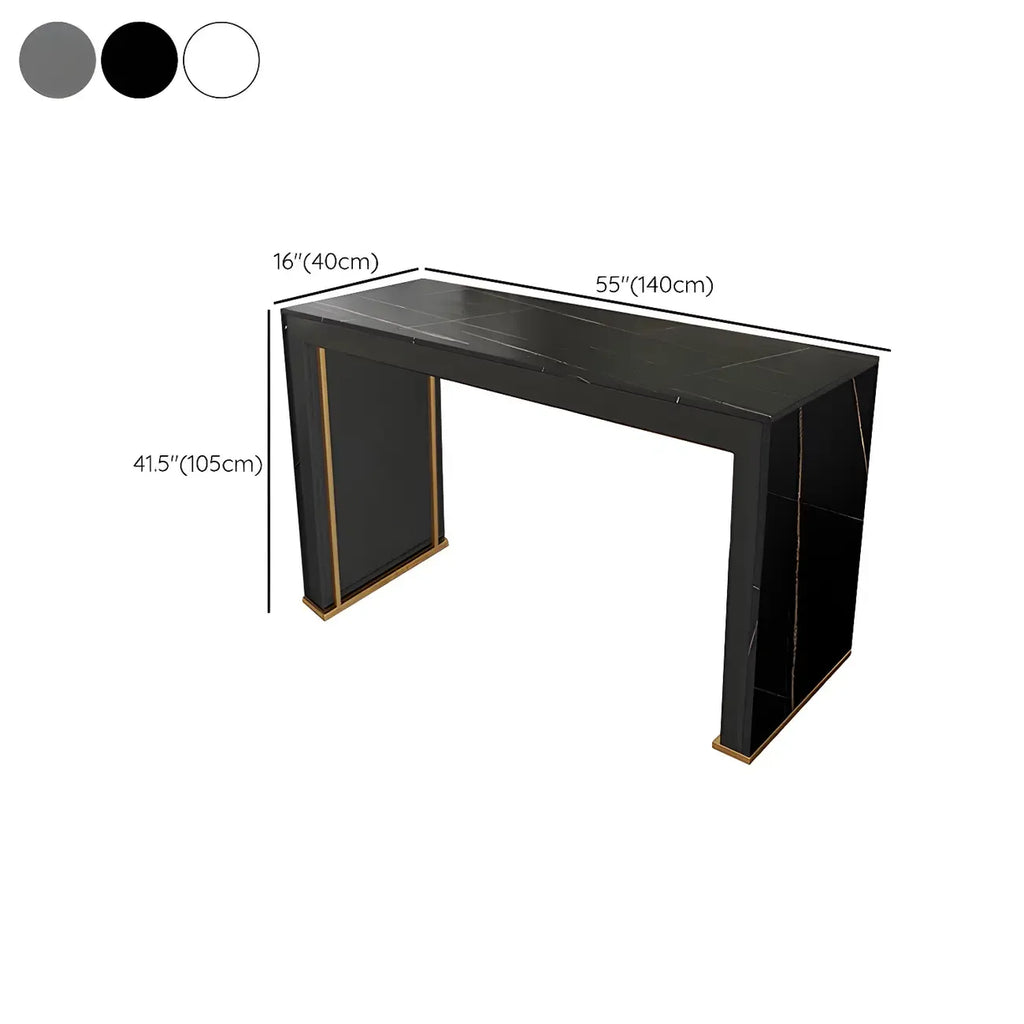 Modern White Stone Top Wood Dual-Pedestal Bar Tables