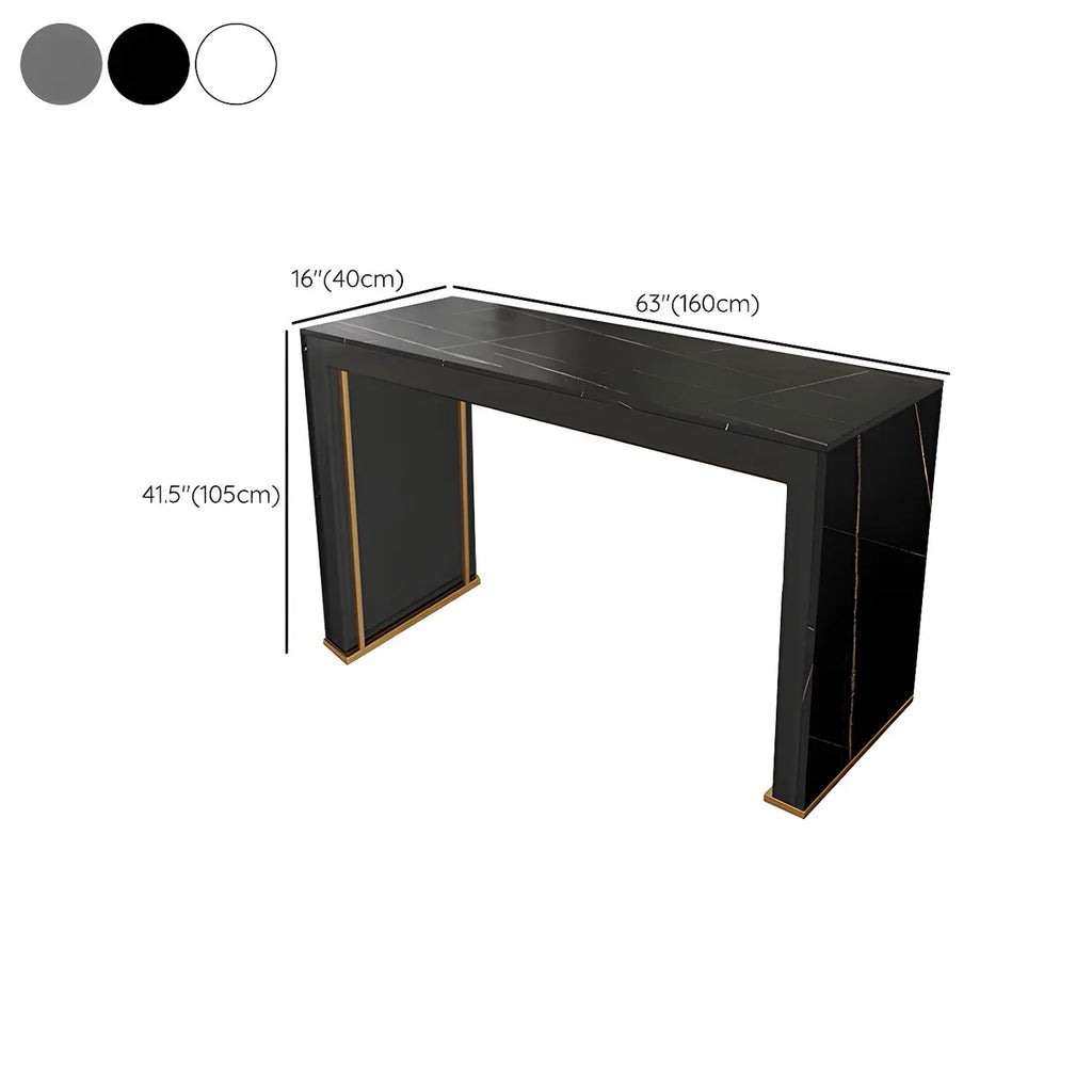 Modern White Stone Top Wood Dual-Pedestal Bar Tables