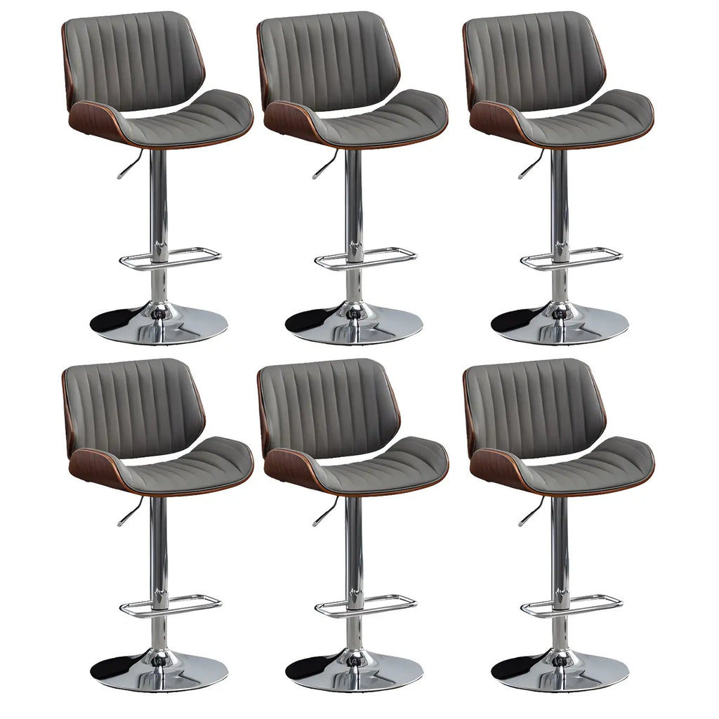Elegant Wood Leather Red Swivel Adjustable Bar Stool