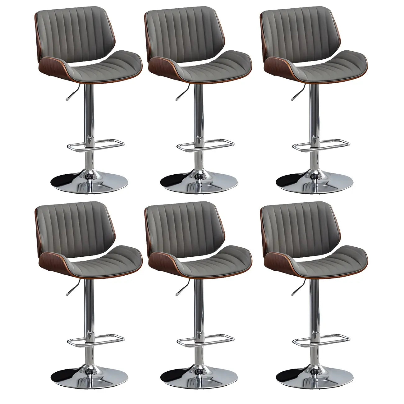 Elegant Wood Leather Red Swivel Adjustable Bar Stool