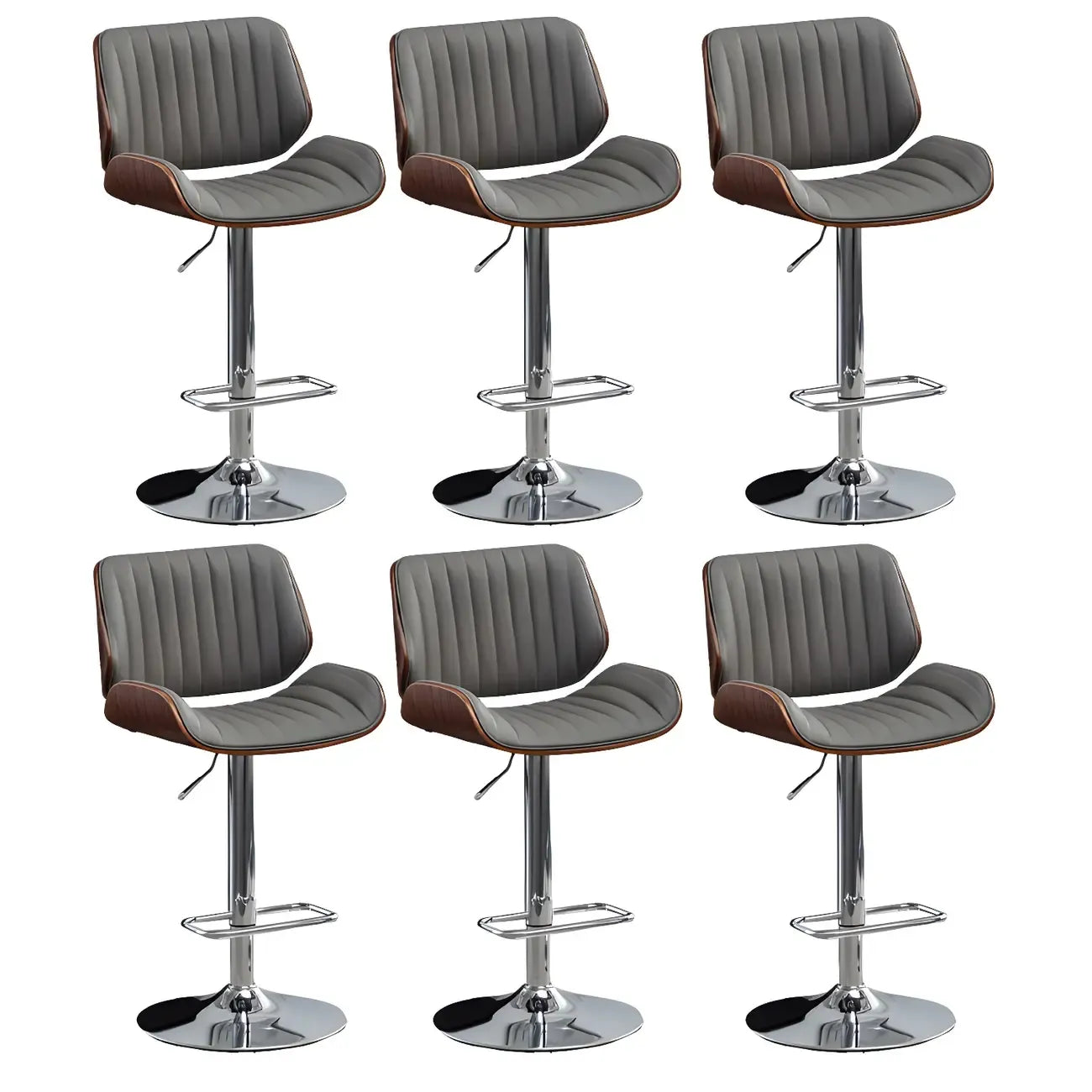 Elegant Wood Leather Red Swivel Adjustable Bar Stool