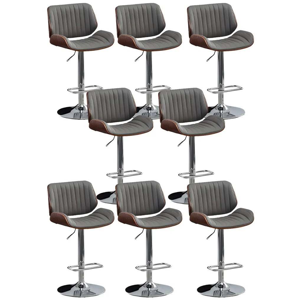 Elegant Wood Leather Red Swivel Adjustable Bar Stool
