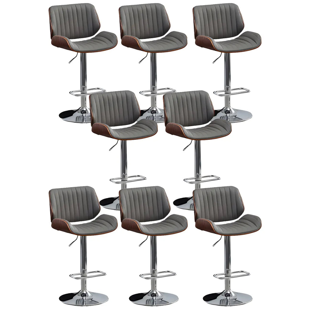 Elegant Wood Leather Red Swivel Adjustable Bar Stool