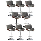 Elegant Wood Leather Red Swivel Adjustable Bar Stool