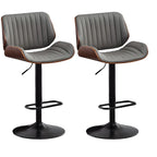 Elegant Wood Leather Red Swivel Adjustable Bar Stool