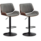 Elegant Wood Leather Red Swivel Adjustable Bar Stool