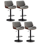 Elegant Wood Leather Red Swivel Adjustable Bar Stool