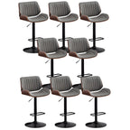 Elegant Wood Leather Red Swivel Adjustable Bar Stool