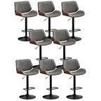 Elegant Wood Leather Red Swivel Adjustable Bar Stool