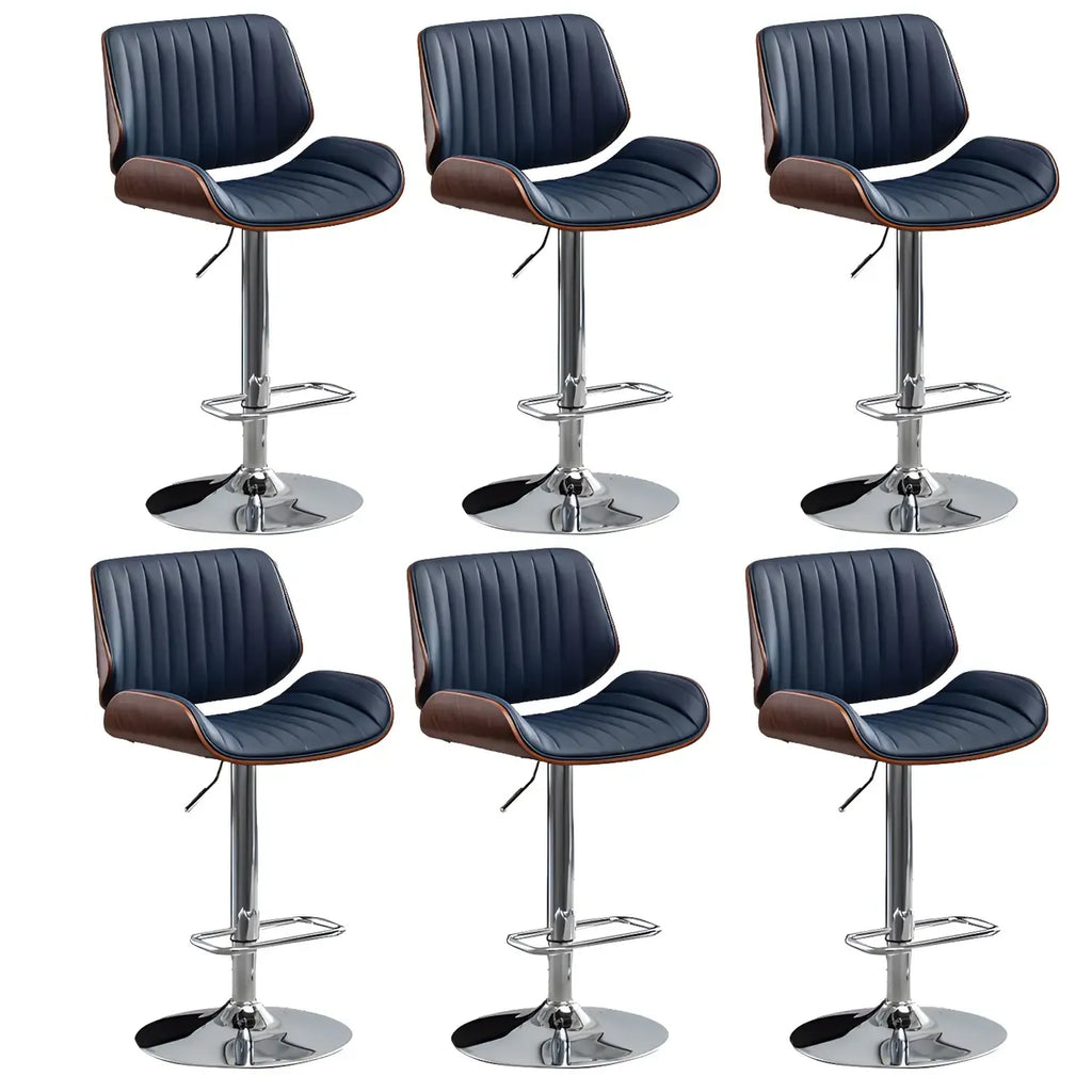 Elegant Wood Leather Red Swivel Adjustable Bar Stool