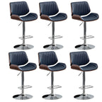 Elegant Wood Leather Red Swivel Adjustable Bar Stool