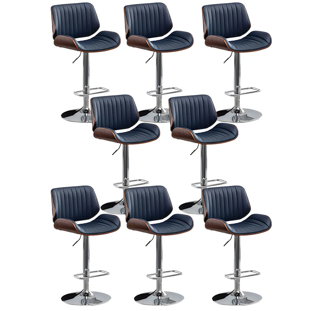 Elegant Wood Leather Red Swivel Adjustable Bar Stool