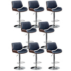Elegant Wood Leather Red Swivel Adjustable Bar Stool