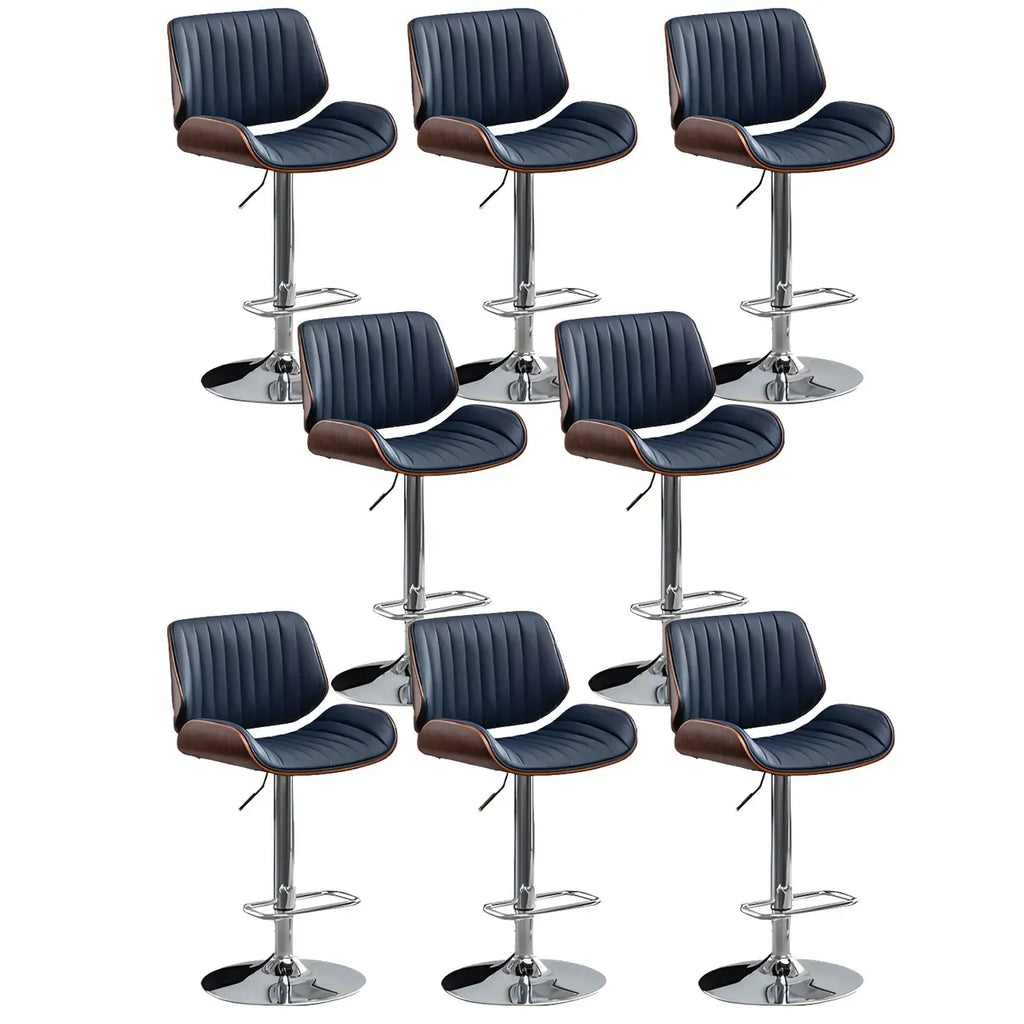 Elegant Wood Leather Red Swivel Adjustable Bar Stool