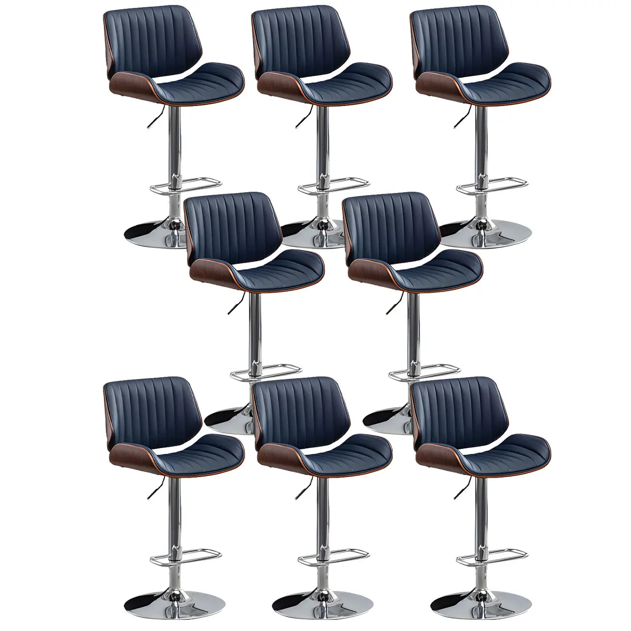 Elegant Wood Leather Red Swivel Adjustable Bar Stool