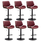 Elegant Wood Leather Red Swivel Adjustable Bar Stool