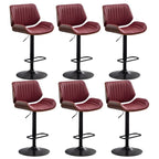 Elegant Wood Leather Red Swivel Adjustable Bar Stool