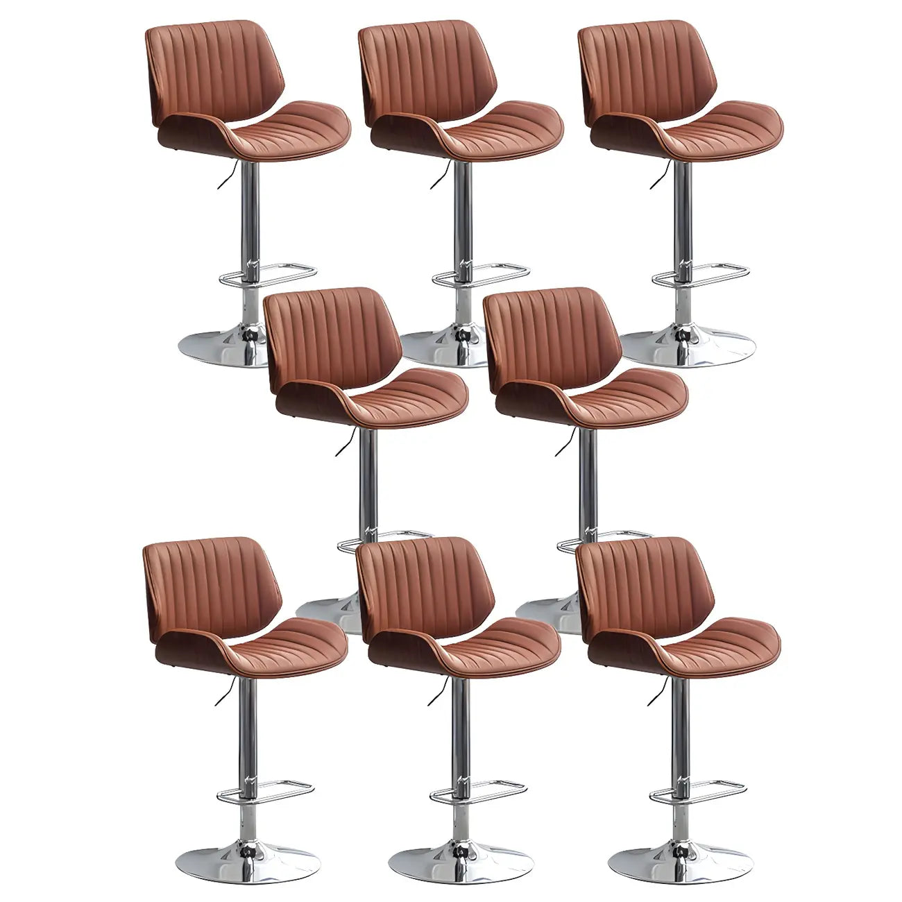 Elegant Wood Leather Red Swivel Adjustable Bar Stool