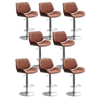 Elegant Wood Leather Red Swivel Adjustable Bar Stool