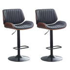 Elegant Wood Leather Red Swivel Adjustable Bar Stool