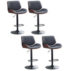 Elegant Wood Leather Red Swivel Adjustable Bar Stool